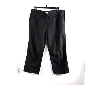 Hazel Brown Black 100% Linen Cropped Capri Length Lagenlook Pants 3 Medium